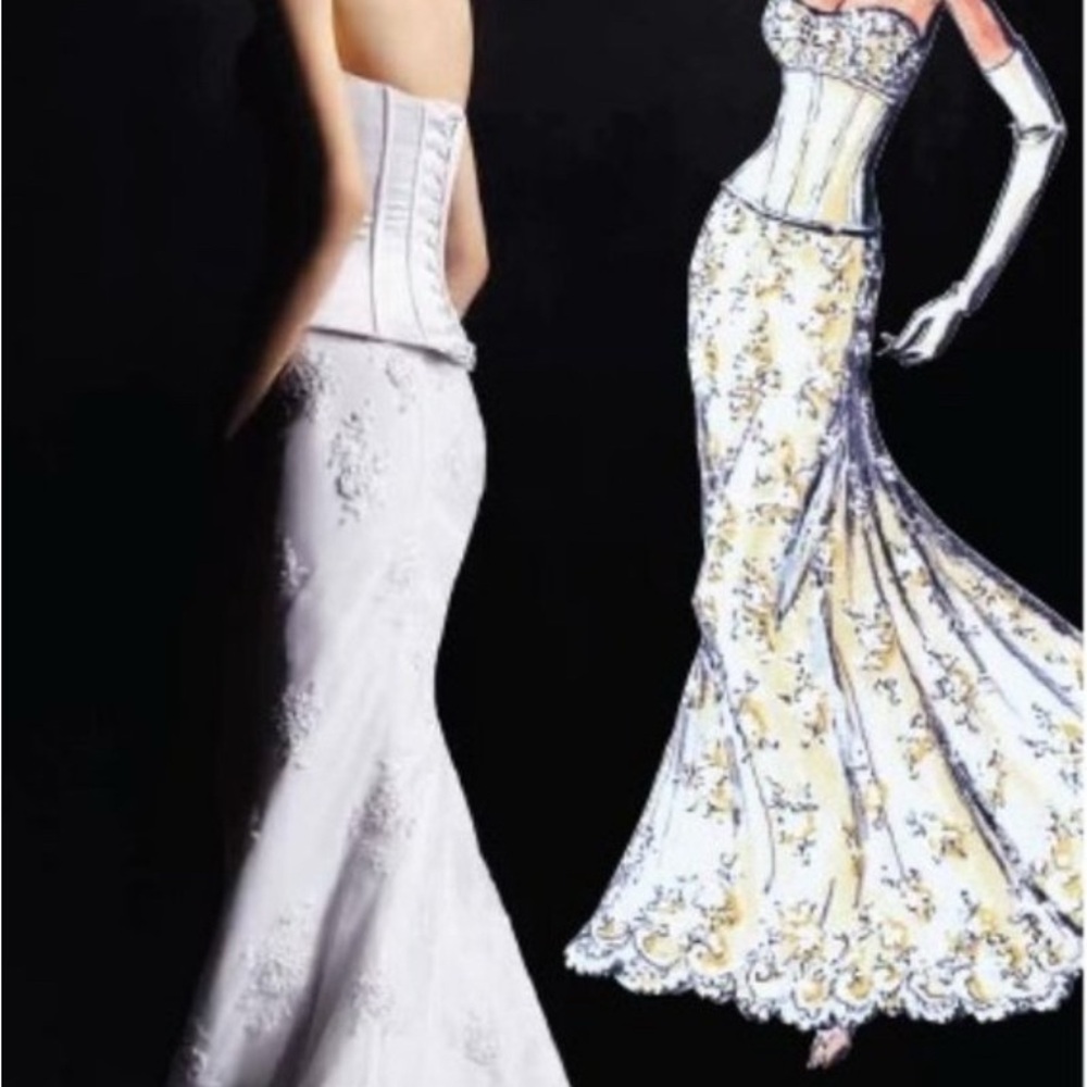 Oleg Cassini CK118 Champagne two piece corset wedding gown.  Size 12